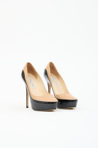 Jimmy Choo Leather & Patent Platform Pump