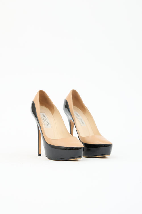 Jimmy Choo Leather & Patent Platform Pump