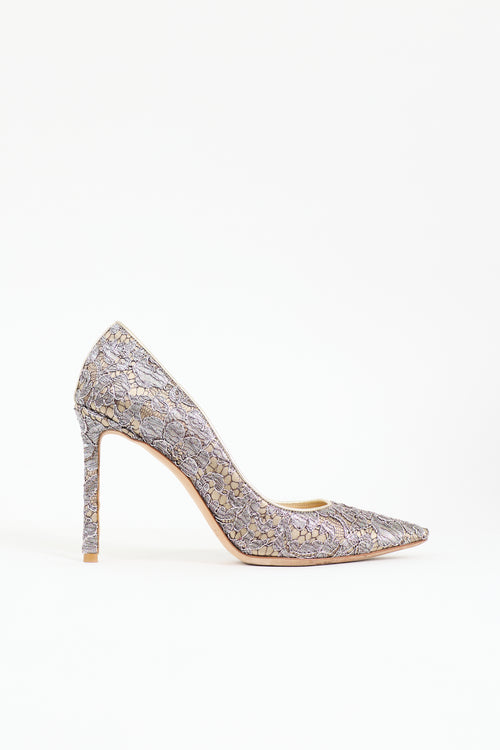 Jimmy Choo Metallic Lace Romy Pump