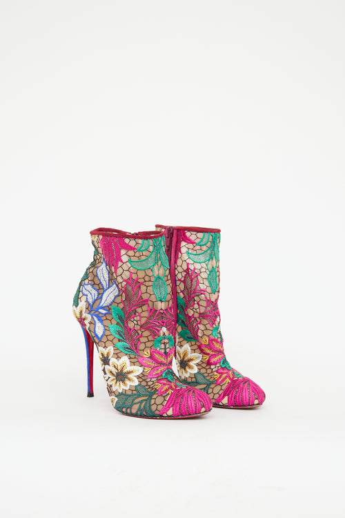 Christian Louboutin Multi Colour Lace Floral Guipure Pump