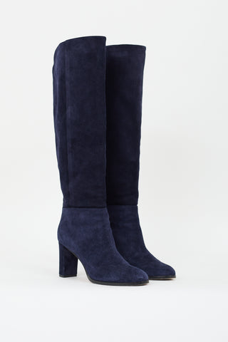 Jimmy Choo Navy Suede Madalie Boot