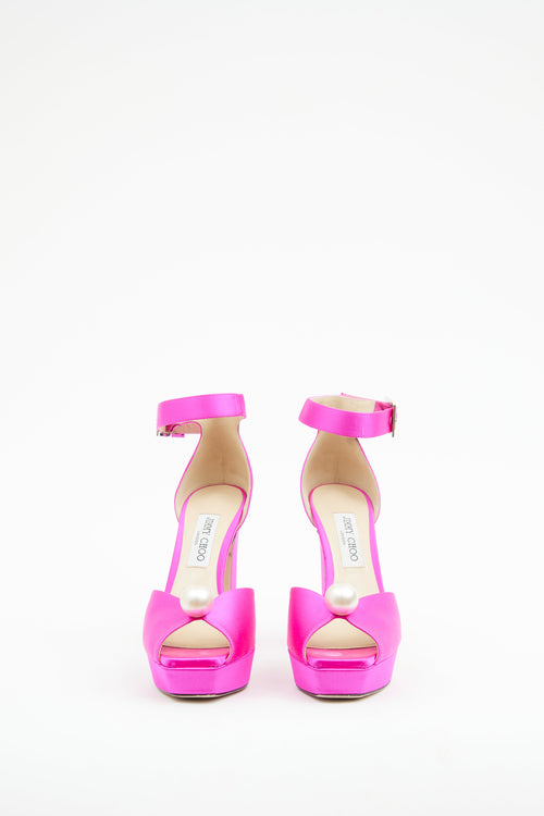 Jimmy Choo Pink Satin Socorie 120 Sandal