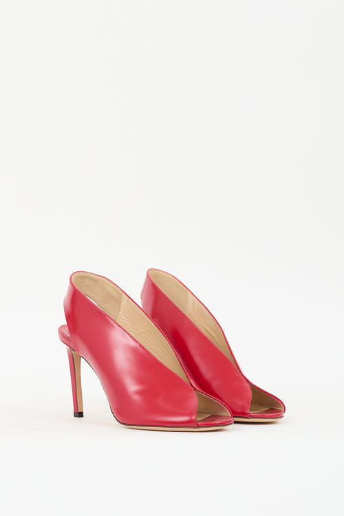 Jimmy Choo Red Leather Shar 85 Peep Toe Pump