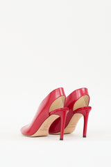 Jimmy Choo Red Leather Shar 85 Peep Toe Pump