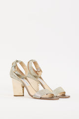 Jimmy Choo Silver & Gold Glitter Edina Heel