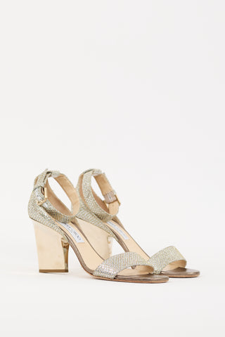 Jimmy Choo Silver & Gold Glitter Edina Heel