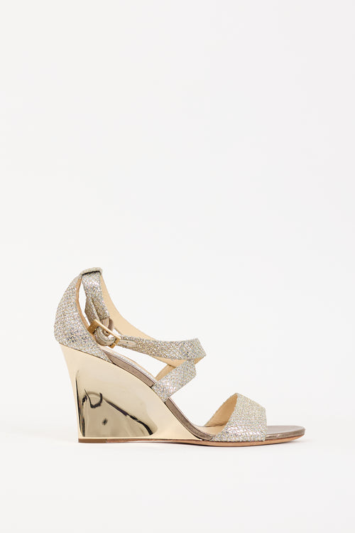 Jimmy Choo Silver & Gold Glitter Fearne Wedge