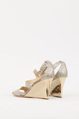 Jimmy Choo Silver & Gold Glitter Fearne Wedge