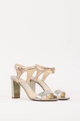 Jimmy Choo Silver & Gold Patent Leather Marine Heel
