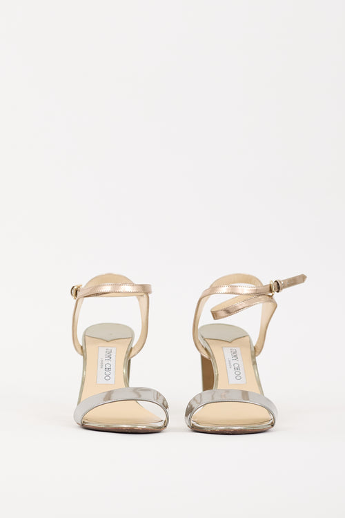 Jimmy Choo Silver & Gold Patent Leather Marine Heel