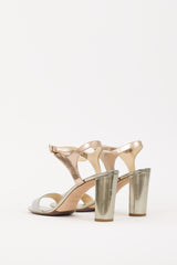 Jimmy Choo Silver & Gold Patent Leather Marine Heel