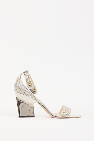 Jimmy Choo Silver & Gold Woven Edina Heel