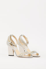 Jimmy Choo Silver & Gold Woven Edina Heel