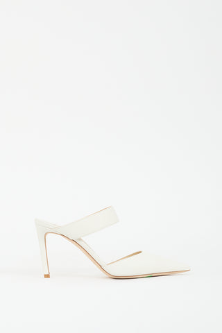 Jimmy Choo White Leather Cheri Strapped Mule