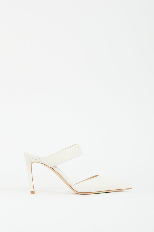 Jimmy Choo White Leather Cheri Strapped Mule