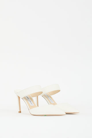 Jimmy Choo White Leather Cheri Strapped Mule