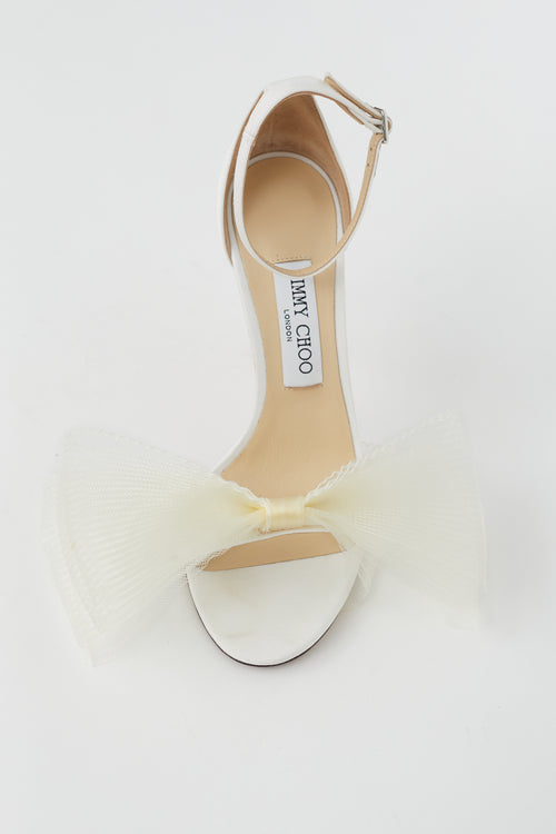 Jimmy Choo White Aveline Bow Heeled Sandal