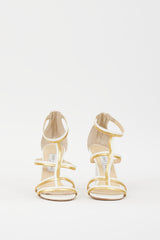 Jimmy Choo White & Gold Leather Thistle 100 Heel