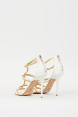 Jimmy Choo White & Gold Leather Thistle 100 Heel