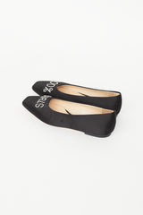 Jimmy Choo X Ashley Williams Black Satin 100% Girls Flat