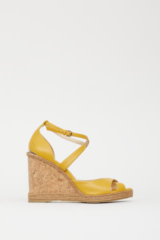 Jimmy Choo Yellow Strappy Alanah Espadrille Wedge Sandal