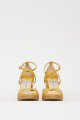 Jimmy Choo Yellow Strappy Alanah Espadrille Wedge Sandal