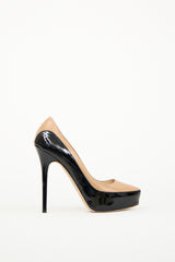 Jimmy Choo Beige & Black Leather Platform Pump
