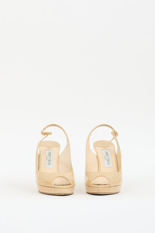 Beige Patent Nova 100 Slingback  Pump