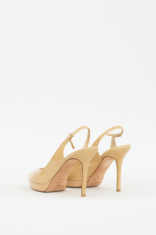 Beige Patent Nova 100 Slingback  Pump