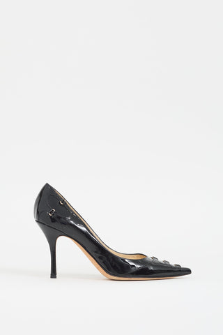 Jimmy Choo Black Patent Leather & Buckle Pump