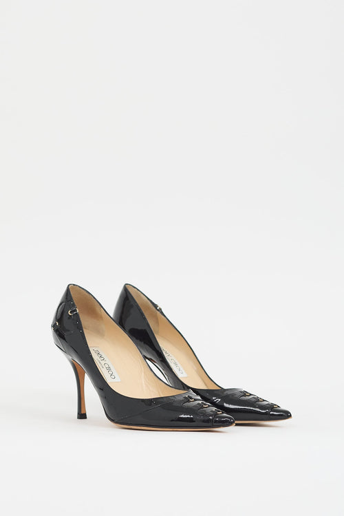 Jimmy Choo Black Patent Leather & Buckle Pump