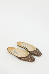 Jimmy Choo Brown & Gold Glitter Maya Mule