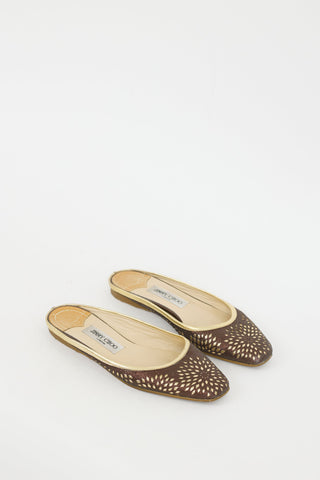 Jimmy Choo Brown & Gold Glitter Maya Mule