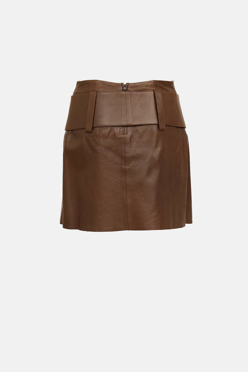 Jitrois Leather Belted Mini Skirt
