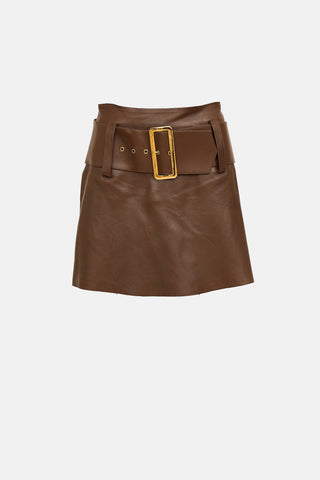 Jitrois Leather Belted Mini Skirt