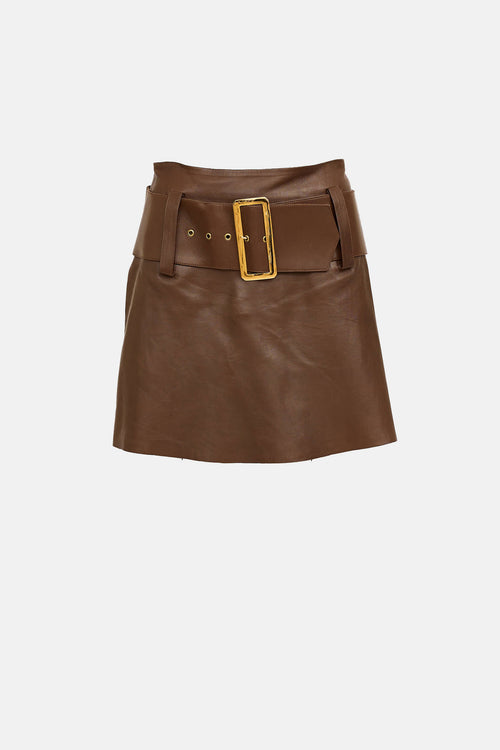 Jitrois Leather Belted Mini Skirt