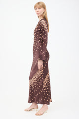 Johanna Ortiz Brown Silk Printed Voragine Tunic Dress