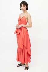 Johanna Ortiz Red Gathered Co-Ord Set