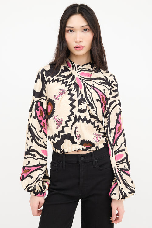 Johanna Ortiz Floral Open Back Blouse