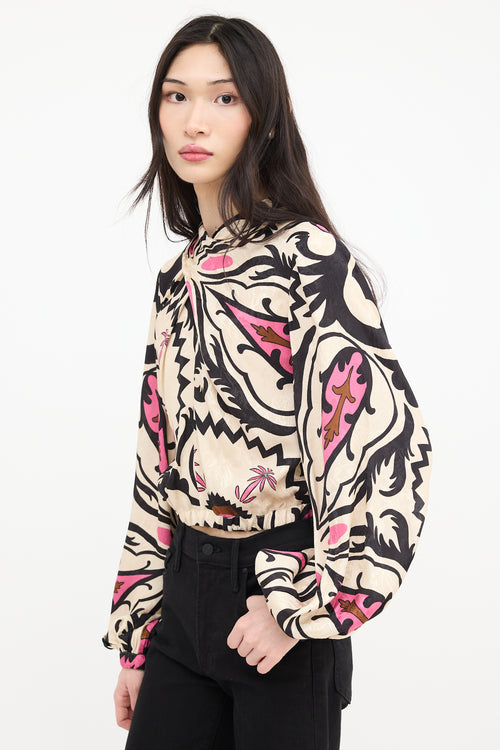 Johanna Ortiz Floral Open Back Blouse