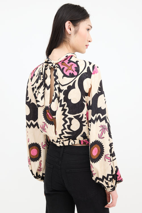 Johanna Ortiz Floral Open Back Blouse