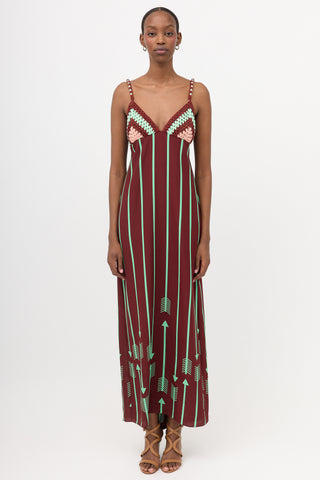Johanna Ortiz Silk & Crochet Printed Maxi Dress