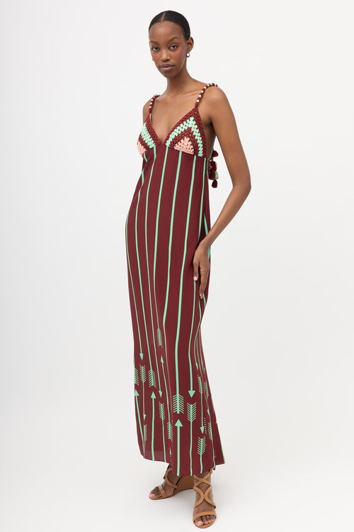 Johanna Ortiz Silk & Crochet Printed Maxi Dress