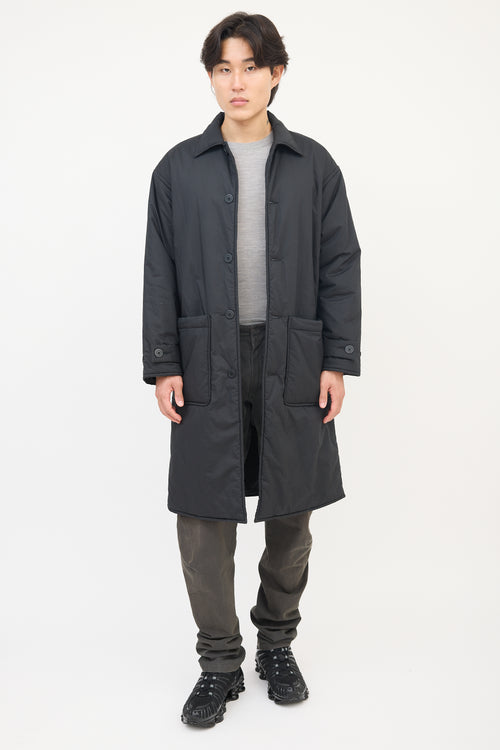 John Elliott Black Cotton Long Padded Coat