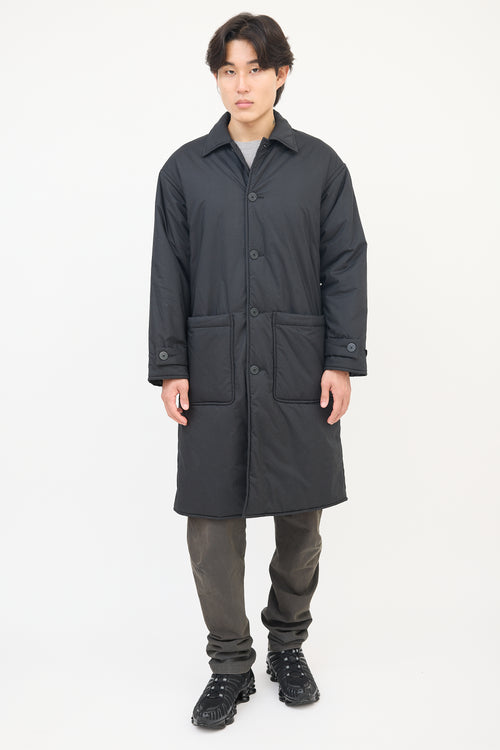 John Elliott Black Cotton Long Padded Coat