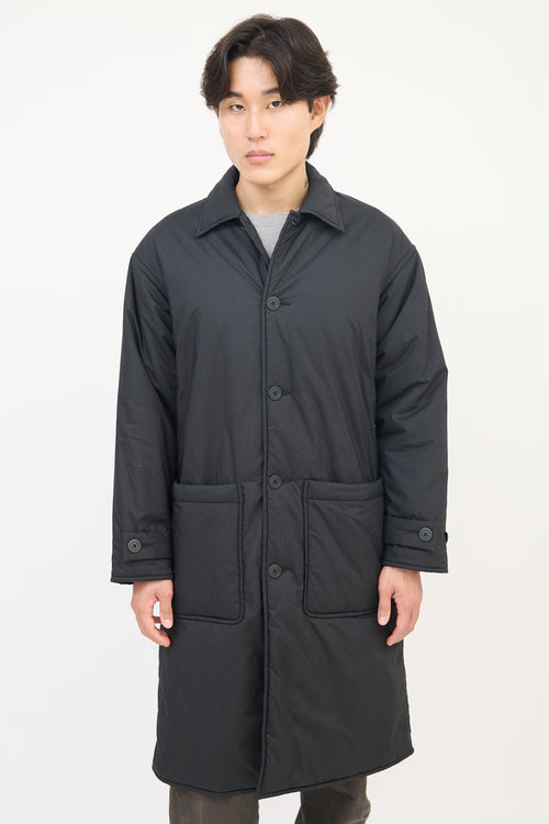 John Elliott Black Cotton Long Padded Coat