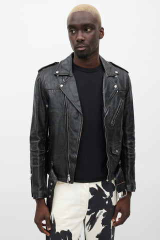 John Elliott X Black Means Black Distressed Leather Jacket