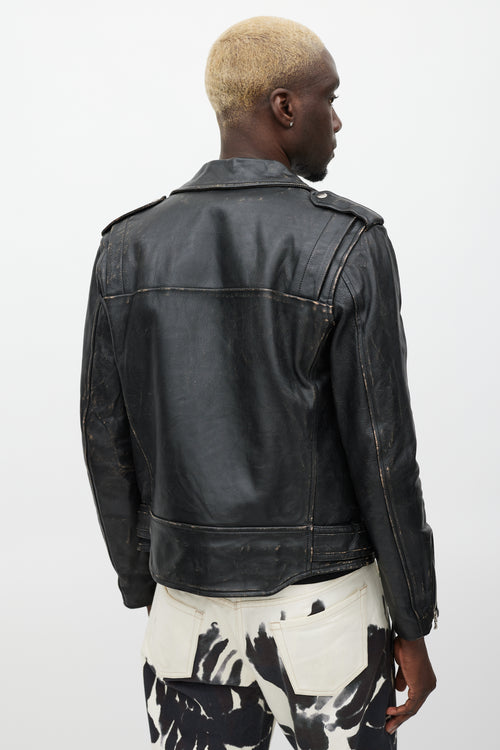 John Elliott X Black Means Black Distressed Leather Jacket