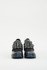John Fluevog Navy Metallic Leather Mission Engle Loafer