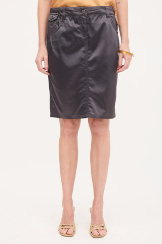 John Galliano 2000s Satin Pencil Skirt